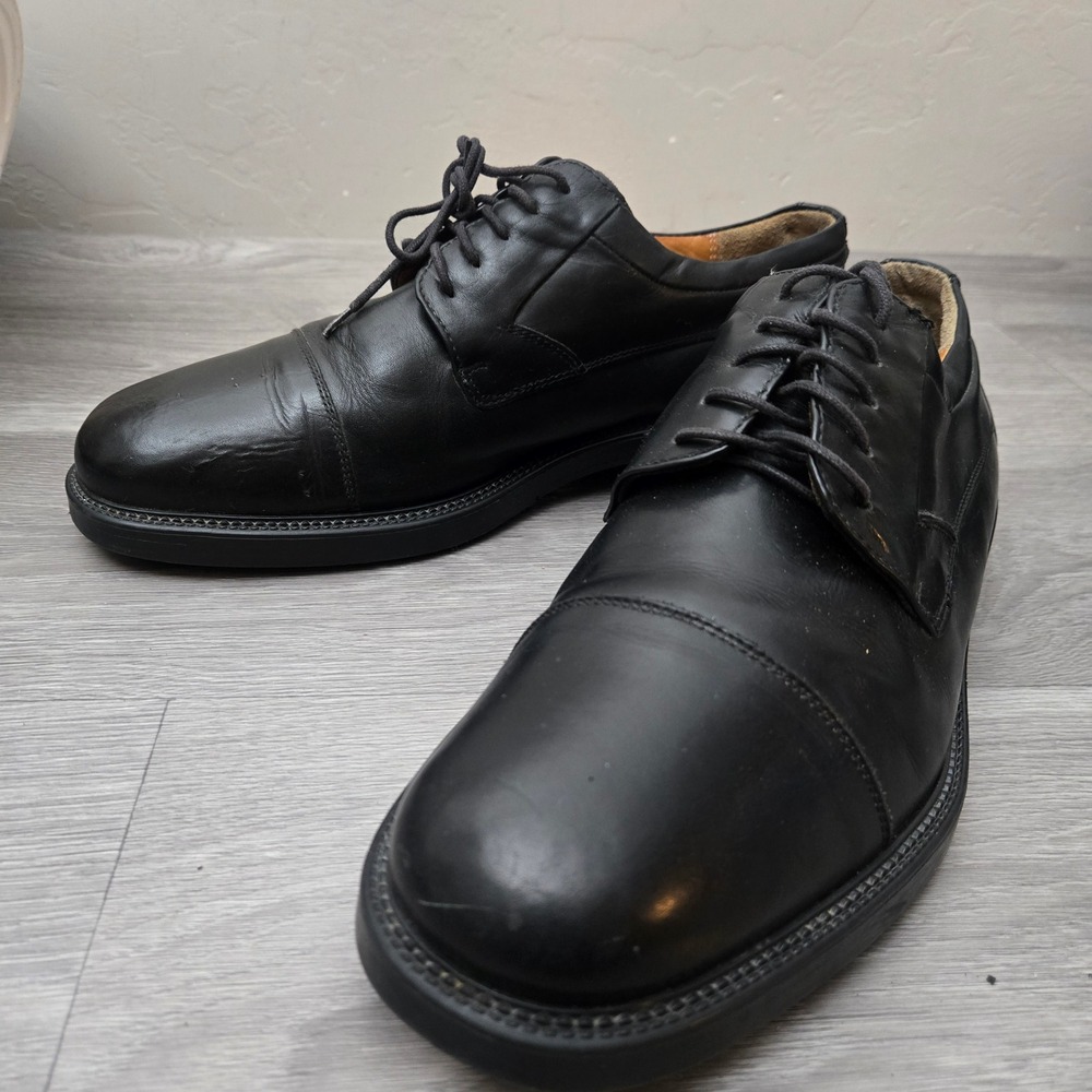 Venturini Black Oxford Dress Shoes Size 10 Cap Toe Made in Italy Comfort Line